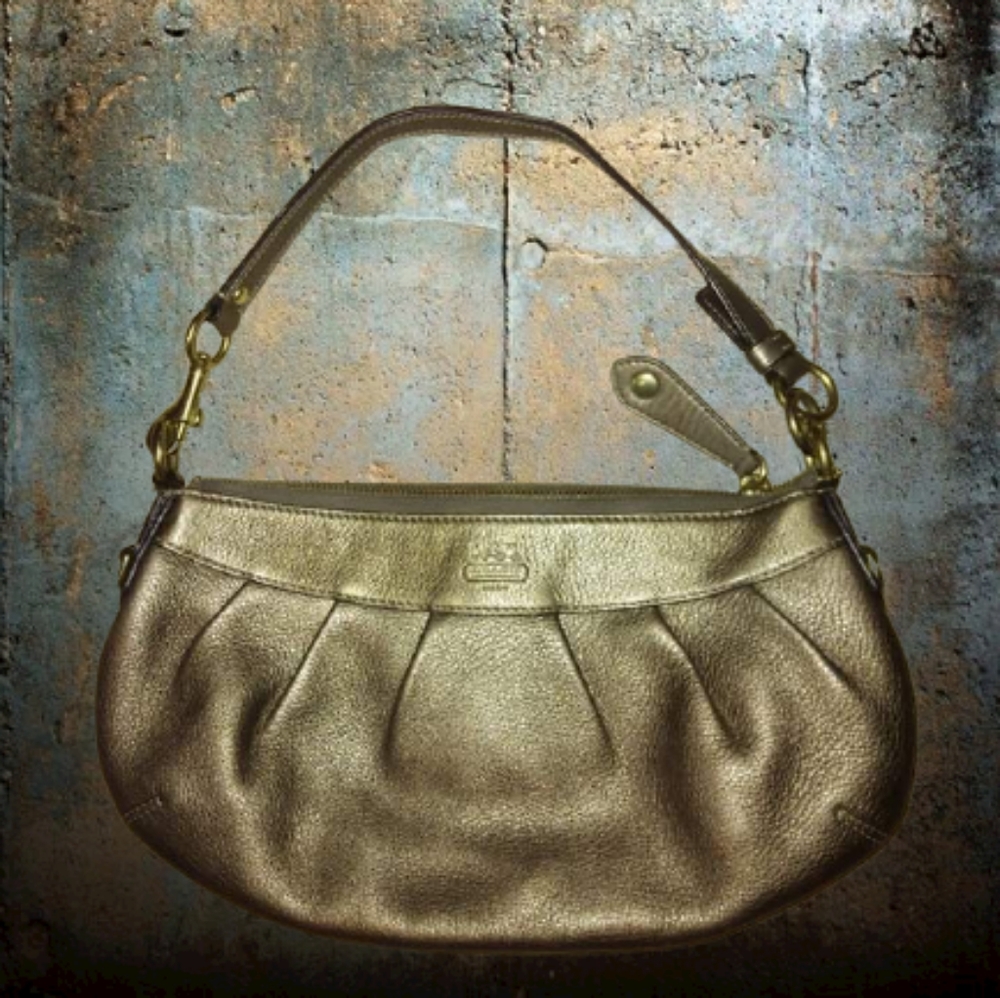 Gold Coach Hot Pink lining handbag